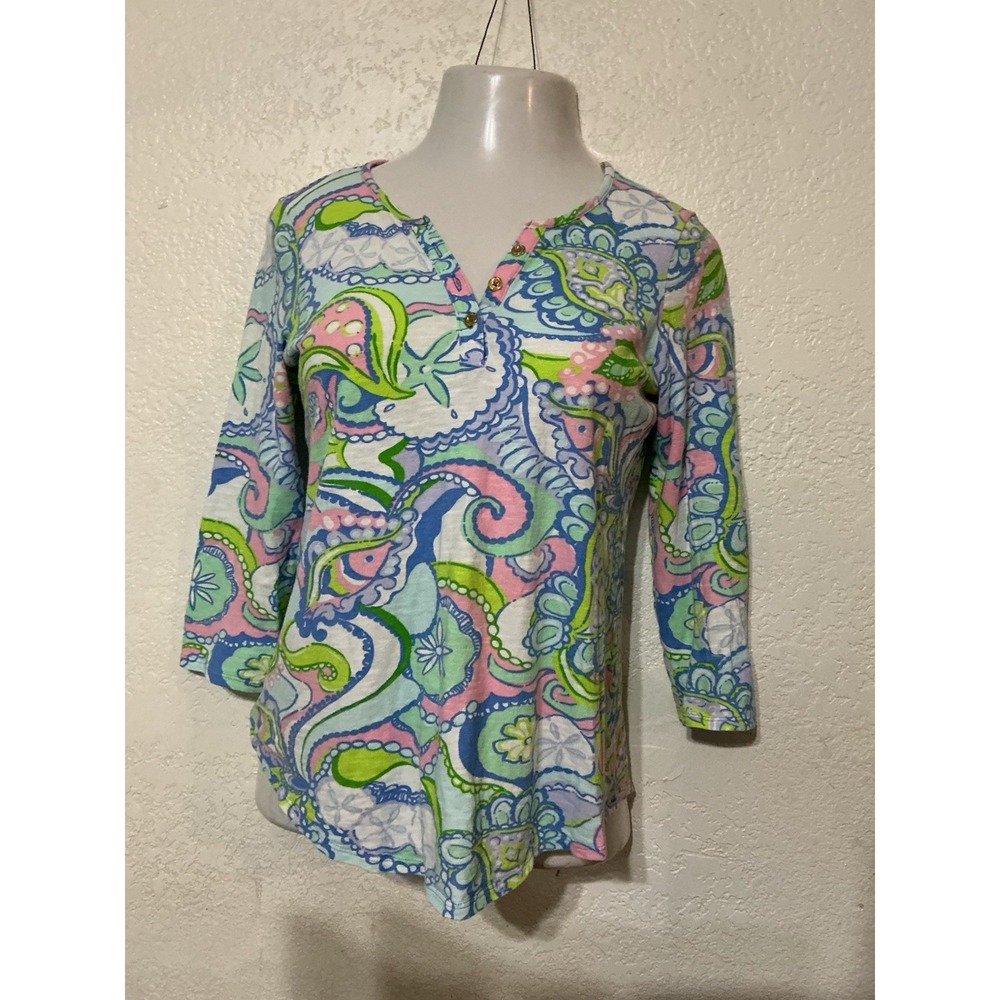 Lilly Pulitzer Medium Top Kirby Tunic Henley Conch Republic Discontinued